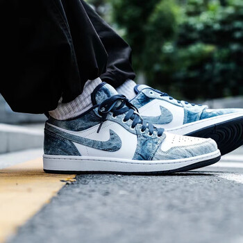 耐克(nike)air jordan 1 aj1水洗丹宁 牛仔蓝 男子复古低帮篮球鞋cz