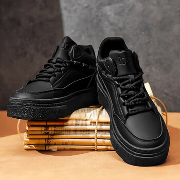 小麦色厚底防水休闲板鞋男夏季工作通勤踩屎感运动马黑色39标准运动码