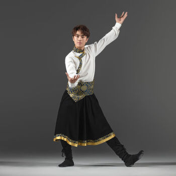 圣曼芬蒙古族服装男藏族舞蹈演出新款士套装民族艺考练习藏装蒙族蒙