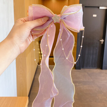 澳美乐活儿童女蝴蝶结发夹发饰女童编头发头饰夹子马尾飘带网红发夹