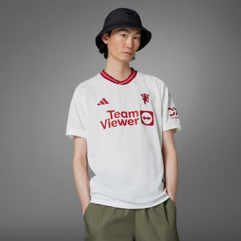 阿迪达斯adidas曼联第二客场球迷版速干足球运动短袖球衣男装白色4xl