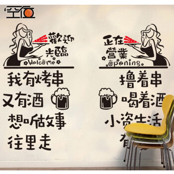 空位 创意文字饭馆餐厅火锅串串店铺玻璃门贴纸宵夜爆炒烧烤小吃店