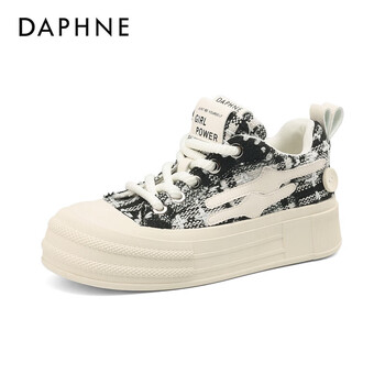 达芙妮daphne帆布鞋板鞋女款2024新款春季厚底女鞋子学生运动休闲鞋