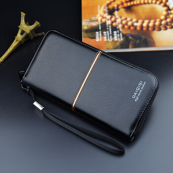 布简单新款男士钱包男长款拉链手拿包男钱夹商务休闲大容量软皮夹手机