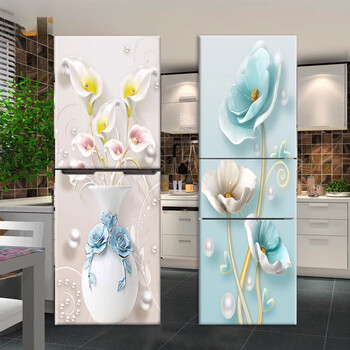 爱帛哆(aiboduo)简约现代中式花卉冰箱贴纸装饰遮挡画