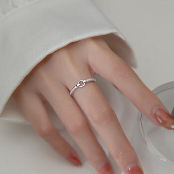 igiftfire925银几何圆形排钻女戒指简约食指戒ins潮气质简约小众可