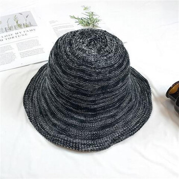 烨白女士夏凉帽遮阳帽透气棉麻渔夫帽子女夏天韩版可折叠女士户外晒太阳帽凉帽黑 混白 圆顶 透气 风绳m 56 58cm 图片价格