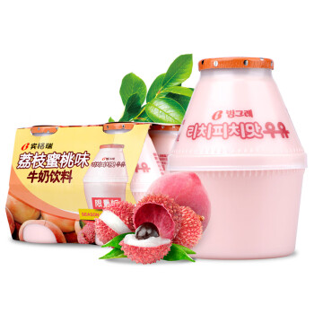 宾格瑞（BINGGRAE）新鲜荔枝蜜桃味牛奶  238ml*4 韩国进口  低温奶   鲜奶