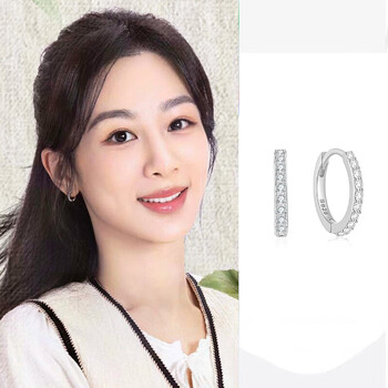 官方承欢记杨紫麦承欢素圈镶钻耳环小众气 杨紫 素圈耳环优选【图片