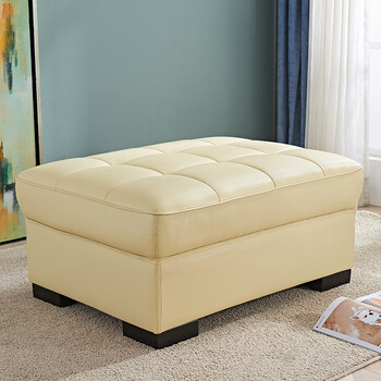 奇梵家居真皮沙发脚踏凳简约现代客厅配套牛皮沙发凳子长沙发搁脚皮凳