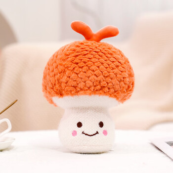 玩偶毛绒玩具优品蘑菇人公仔绿植摆件小号吸盘挂件抓机娃娃 橙色蘑菇