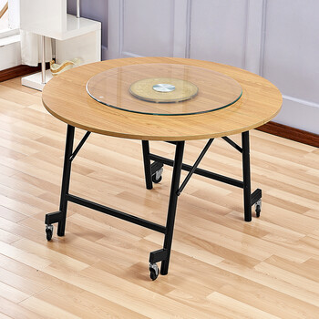 折叠圆桌餐桌酒店大圆桌简易实木圆形桌面饭店大饭桌家用折叠饭桌 1.