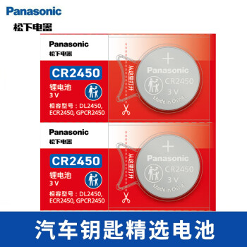 松下（Panasonic）CR2450纽扣电池3V锂电子适用部分宝马/昂科威S/昂科威plus极氪X汽车钥匙遥控器电池 【2粒装】