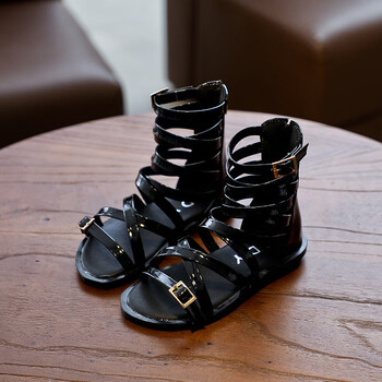 夏季新款韩版女童凉鞋公主鞋罗马鞋宝宝鞋儿童沙滩鞋女童鞋潮 黑色 28