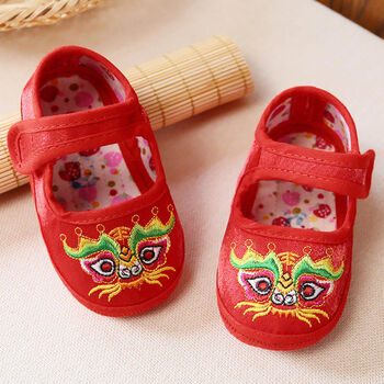 kutdoty孩子穿的五毒鞋传统手工软底头鞋男女宝宝单鞋满月百天周岁鞋