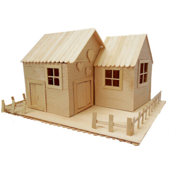 倾阑 建筑模型制作材料 雪糕棒棍木条diy手工制作房子拼装玩具生日