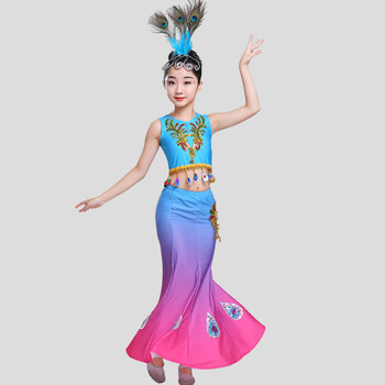 儿童蓝色双肩配孔雀毛 110【身高106-113厘米】