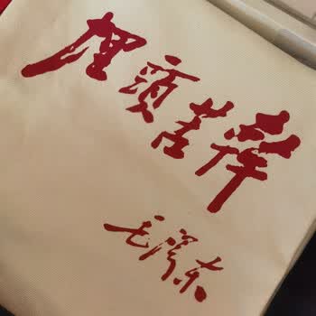 毛主席名言埋头苦干帆布袋白色时尚背包便携收纳手提购物上班通勤大容量单肩包文艺女性中央编译文创