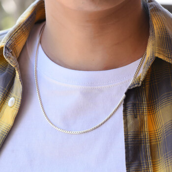 925银项链男士潮款韩版时尚饰品 八面蛇骨链礼物银链子珠佩丽 55cm长