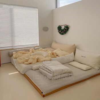 全实木榻榻米床无床头日式地台床橡木落地床单双人组合低矮床红橡木