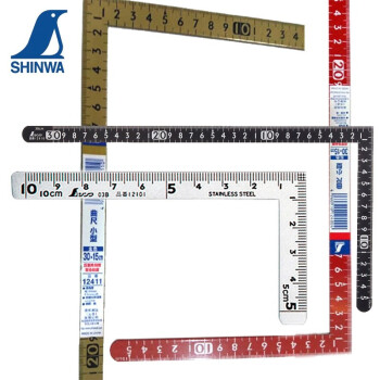 日本shinwa亲和测定企鹅牌不锈钢曲尺小型抛光亚光曲尺涂装黑白金红色颜色多尺寸全直角尺 五寸法 师抛光15 7 5cm正反同目 图片价格品牌报价 京东