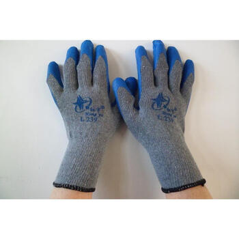 12双织女星l215灰纱蓝耐磨防滑浸胶玻璃厂劳保手套l205 蓝色 l