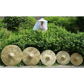 采茶帽 斗笠民竹编旅游渔民遮阳帽工艺品手工编织草帽帽帽旅游竹编