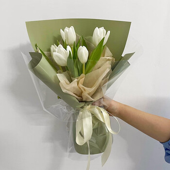 礼品送老婆闺蜜女友生日礼物全国同城实体店配送 5朵白色郁金香花束
