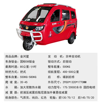 全封闭三轮摩托车金河星可上牌燃汽油三轮车家用电喷摩托三轮客车 200