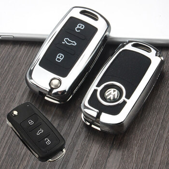 大众19款全新捷达汽车钥匙包扣壳15/17款老捷达专用遥控套男改装 银色