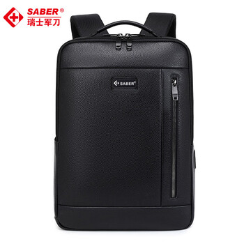 SABER瑞士军刀包SA2517新款商务双肩背包男士通勤大容量防水电脑背包 黑色