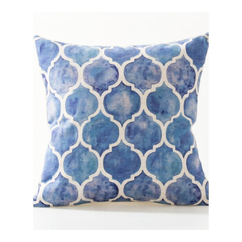 抱枕靠垫棉麻水彩花纹几何叶设计飘窗靠枕汽车靠背 m 55cm枕套 枕芯