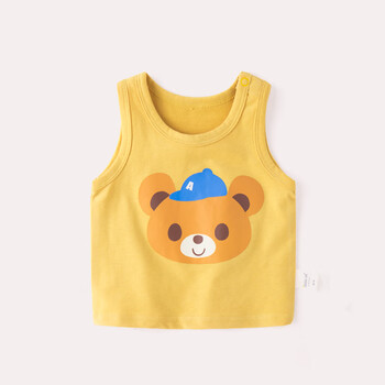 嘟嘟家 婴儿卡通小背心夏季纯棉圆领新生儿无袖上衣男女1-2-3岁宝宝