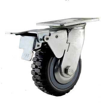 5寸带刹车万向轮聚氨酯轮载重轮推车轮重型轮手拉车搬运车轮