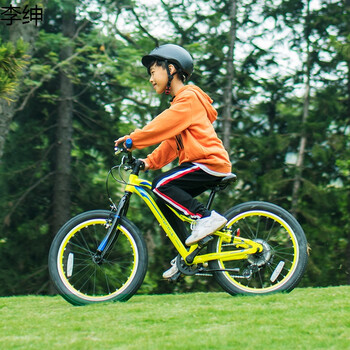 小学生中学生青少年自行车男女变速山地车超轻单车7-16岁 荧光黄 20