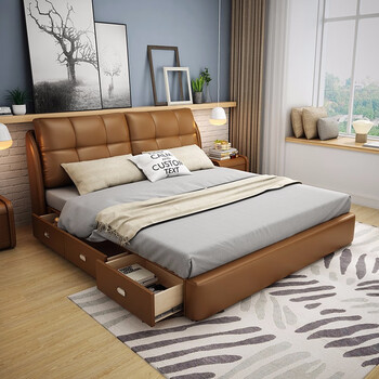 树之家 床 深棕色(仿皮) 1.8*2.0米单床【不含气动及抽屉】