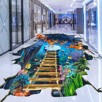 圣诞节3d立体地贴装饰防水耐磨定制商场地面创意节日自粘仿贴纸 规格