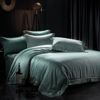 妤宸家纺 水洗真丝四件套贡缎提花床上用品柔顺丝滑被套床单双人床上