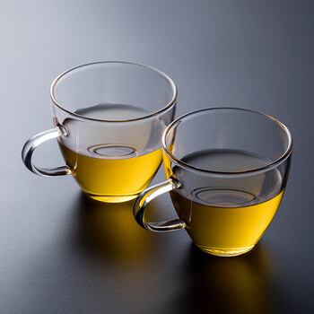 喝茶杯小杯子 老板杯茶玻璃杯耐热茶杯小杯子150ml喝水2个带把手加厚