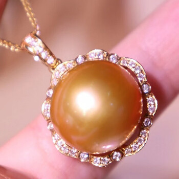 南洋半岛南洋金珍珠吊坠海水珍珠项链18k金镶嵌钻石轻奢名媛锁骨链送