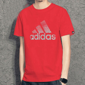阿迪达斯 （adidas）短袖男秋季运动休闲圆领半袖舒适透气三叶草男士上衣T恤 19/大标/红色纯棉 S