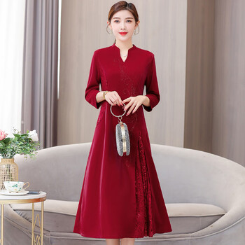 女儿出嫁丈母娘的礼服喜婆婆婚宴装秋冬婚礼妈妈订婚礼服参加结婚岳母