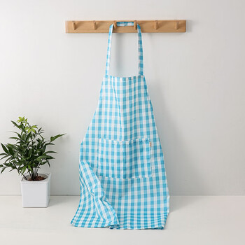 巧姨围裙轻薄夏季小清新厨房围裙日系简约格子透气防污居家防水围裙