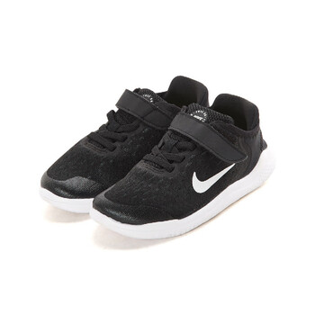 耐克nike free rn 男子中童轻便透气赤足跑步鞋 魔术贴 黑色 2y