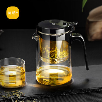尚明（SAMADOYO）玻璃内胆飘逸杯茶水分离懒人泡茶壶一键过滤泡茶神器家用茶具套装 单壶700ml
