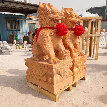 石雕麒麟石头青石麒麟一对门口看门镇神兽家用玄关庭院酒店中式公司