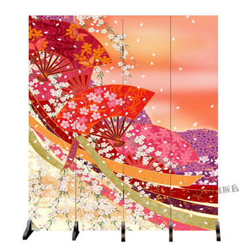 院子屏风 和风扇子浮世绘布景摄影棚日式酒吧双面折叠玄关隔断日本