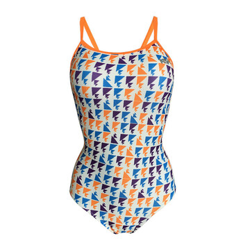 nsa泳衣女连体三角运动时尚休闲训练保守露背显瘦速干游泳衣 素颜 3xl