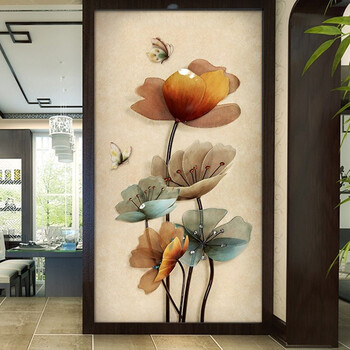 玄关背景墙3d墙纸走廊过道装饰画8d壁画现代简约新中式壁纸5d墙布 5d