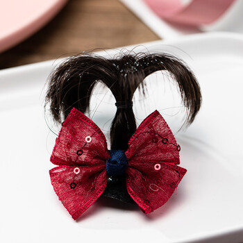 韩国婴儿汗毛夹假发发夹子安全夹宝宝女童发量少公主头饰品 7#红色